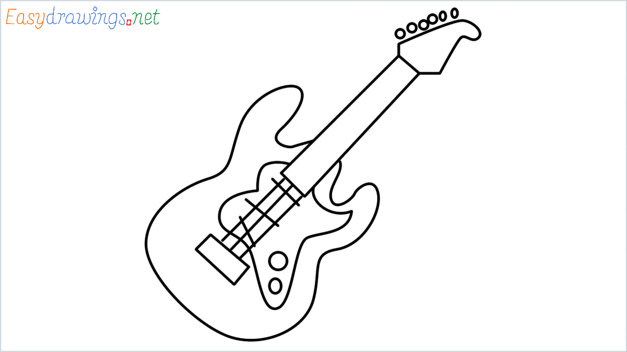 How to draw guitar step by step