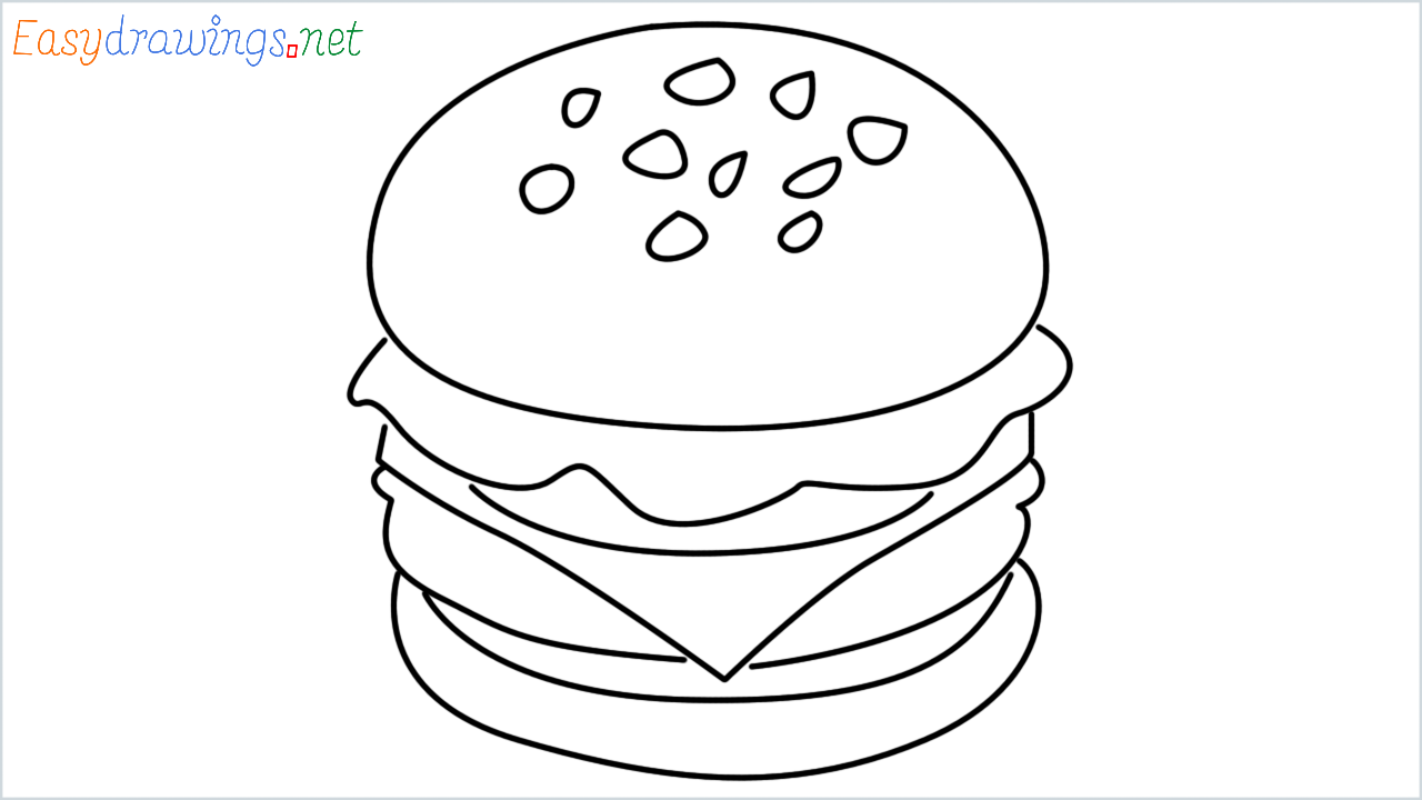 How to draw hamburger step by step