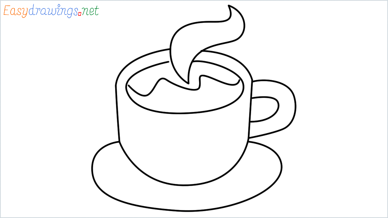 How to draw hot beverage step by step
