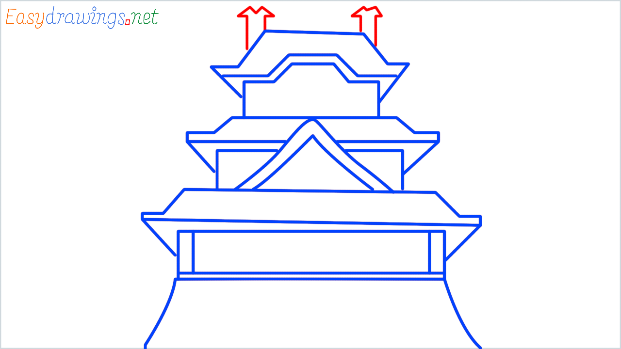 How to draw japanese castle step (12)