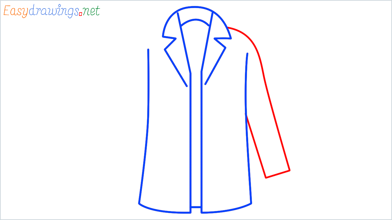 How to draw lab coat step (5)