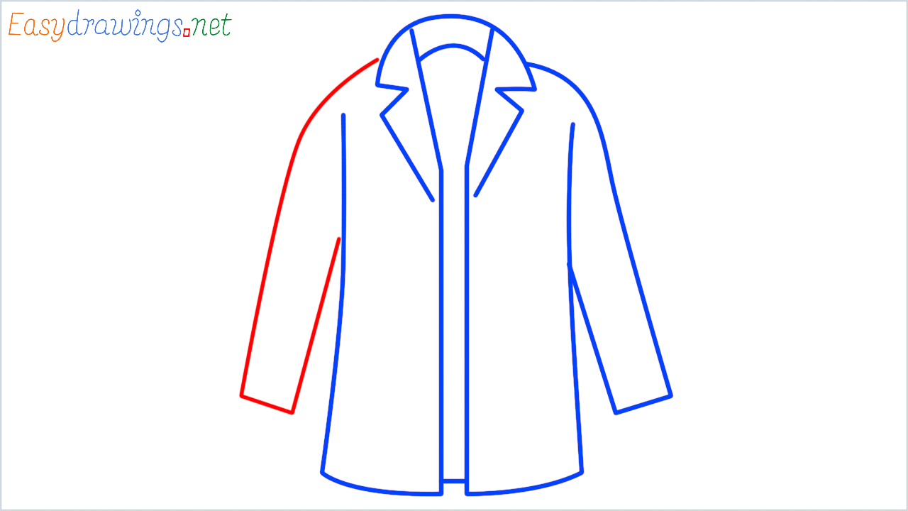 How to draw lab coat step (6)