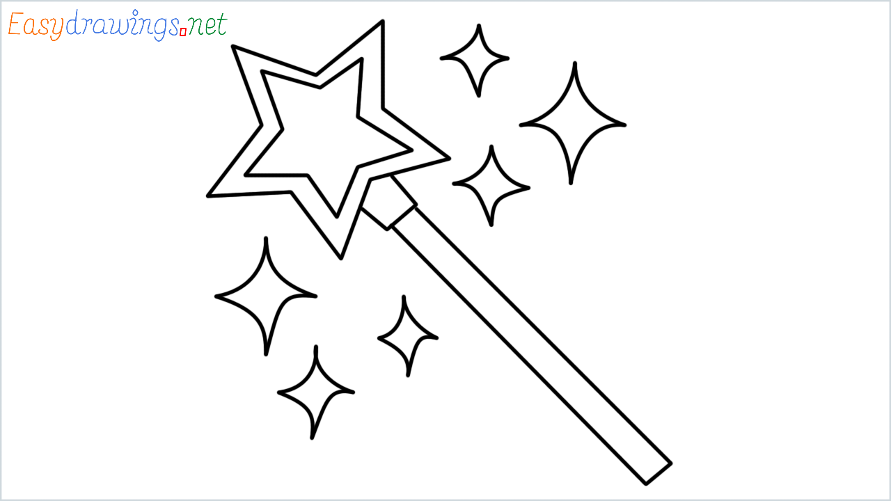 How to draw magic wand step by step