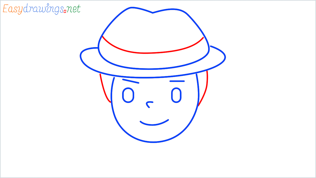 How to draw man detective step (6)