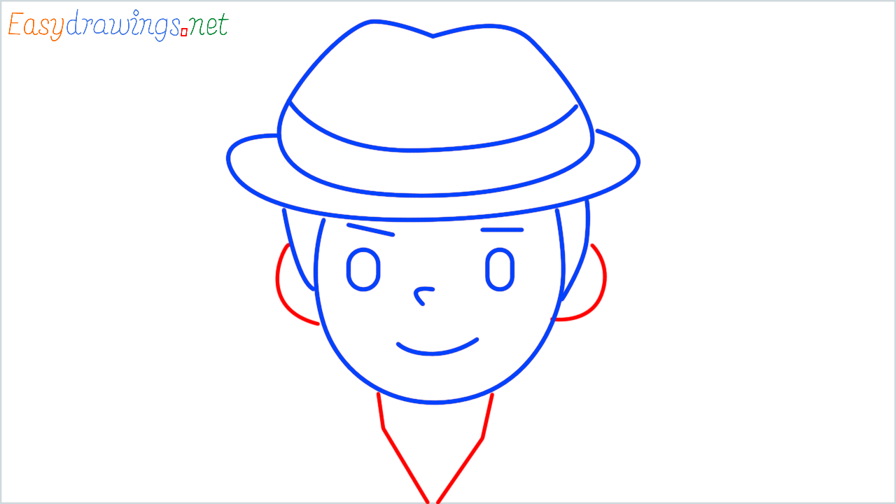 How to draw man detective step (7)