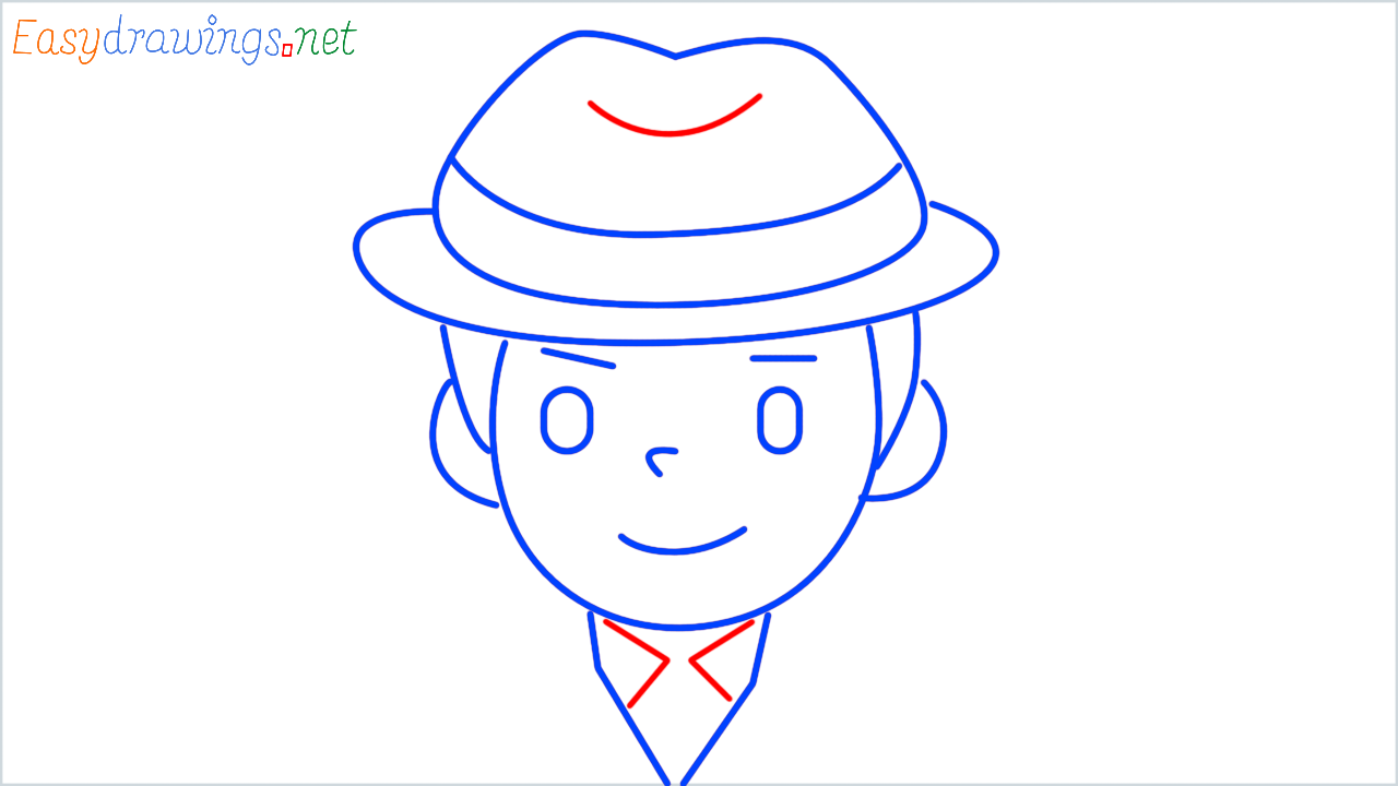 How to draw man detective step (8)