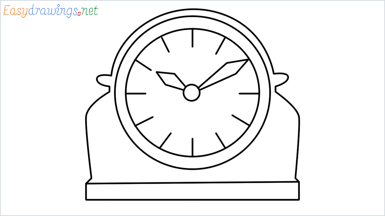 How to draw mantelpiece clock step by step