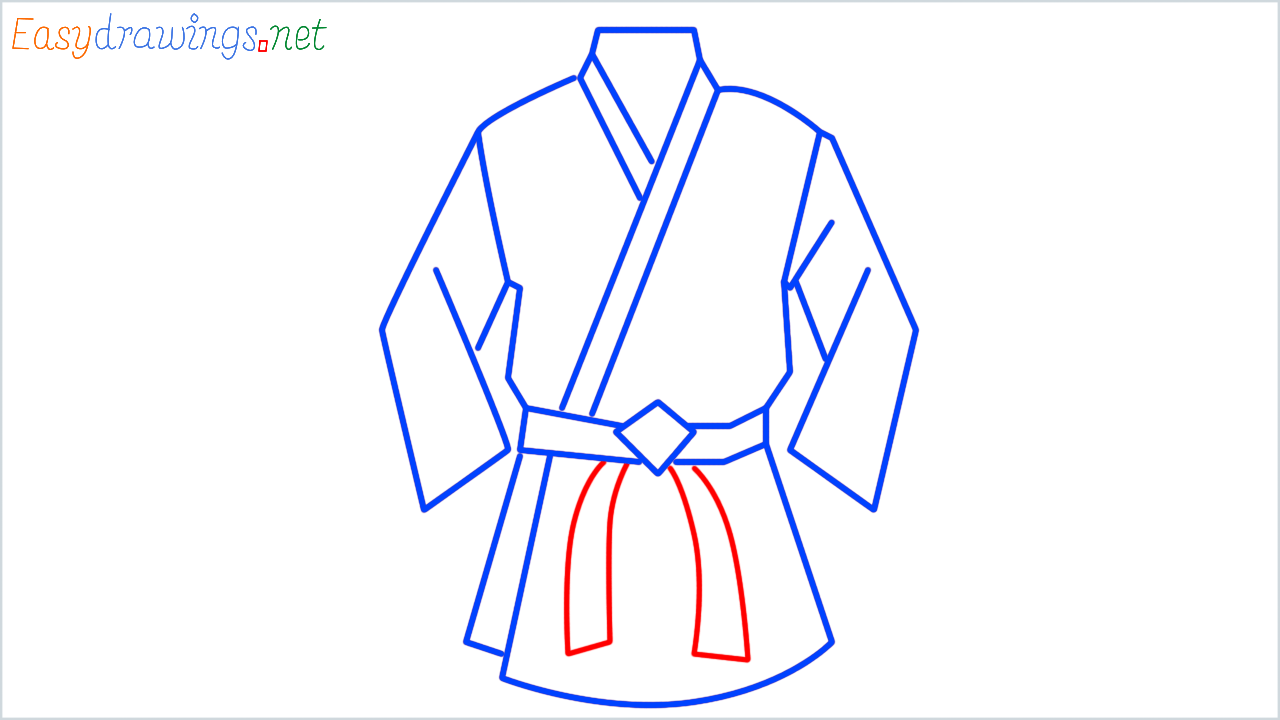 How to draw martial arts uniform step (10)