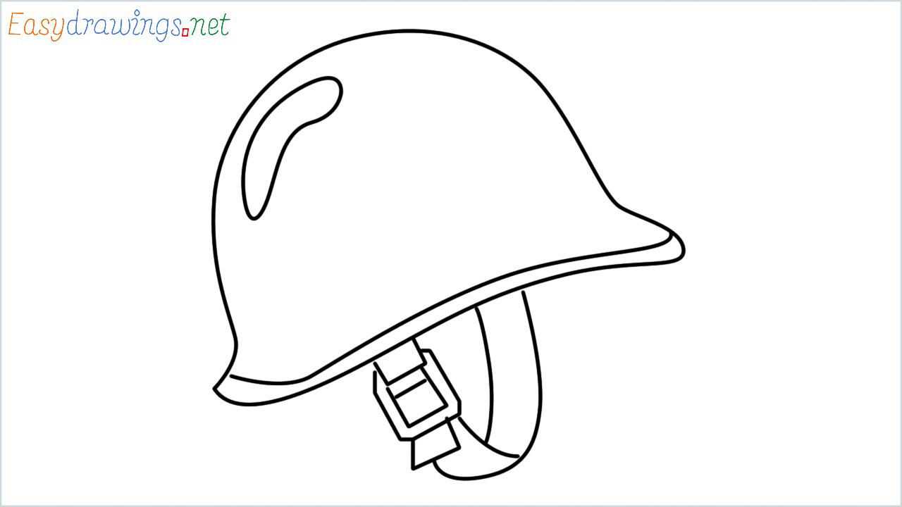 How to draw military helmet step by step