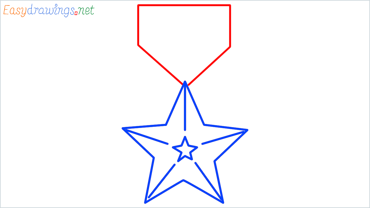 How to draw military medal step (4)