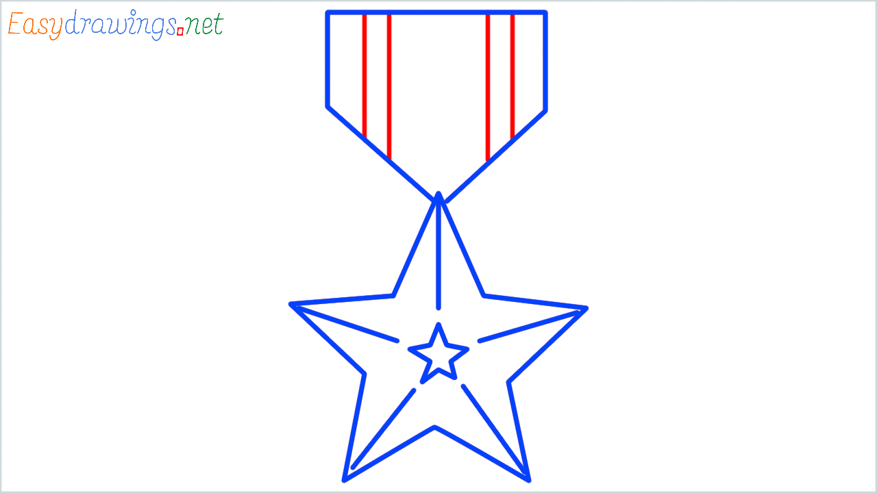 How to draw military medal step (5)