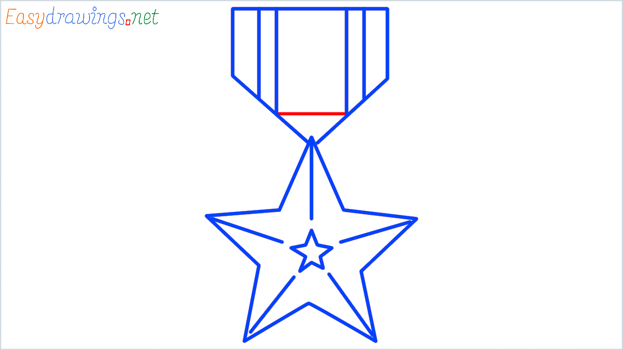 How to draw military medal step (6)