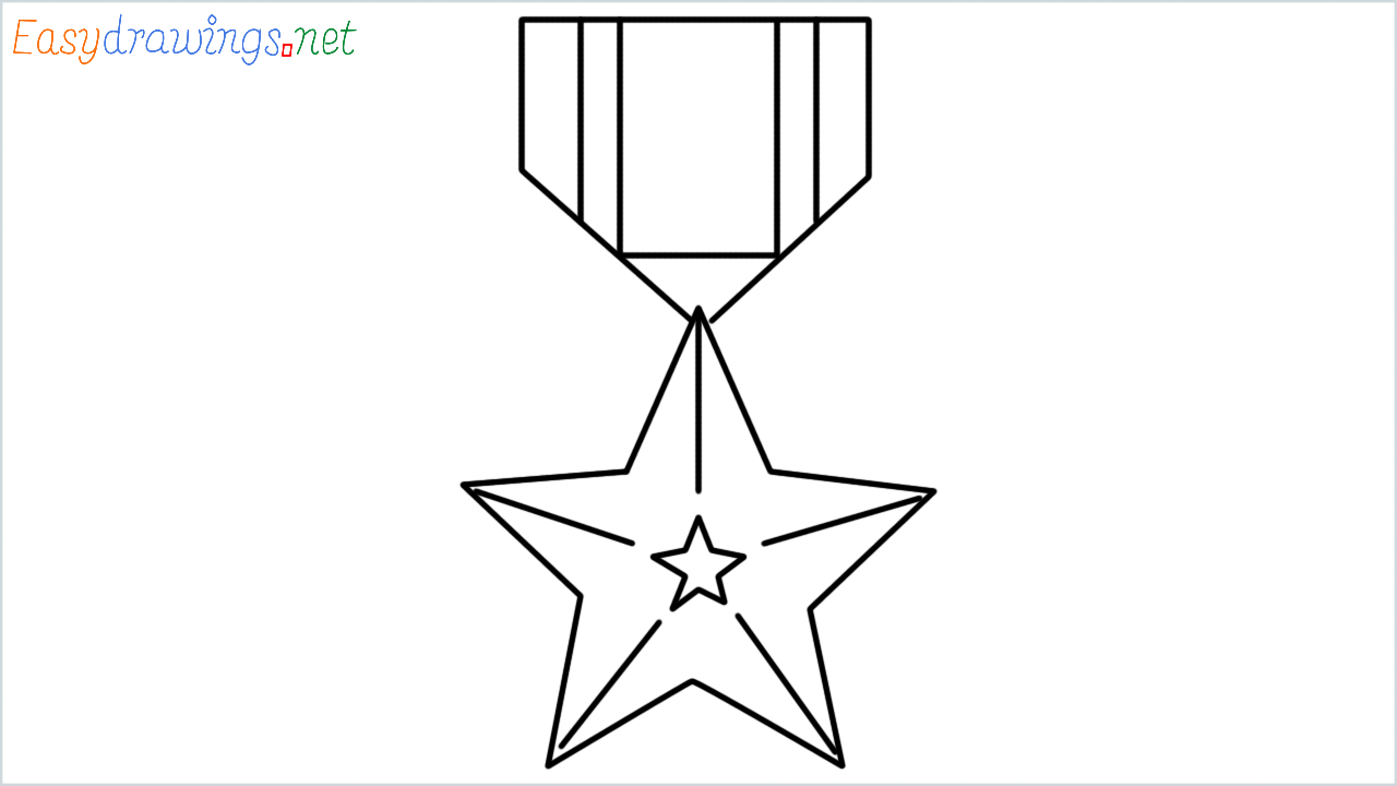 How to draw military medal step by step