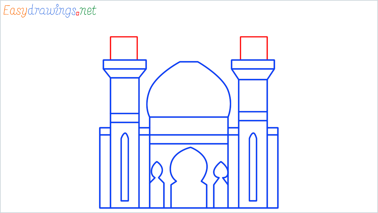 How to draw mosque step (11)