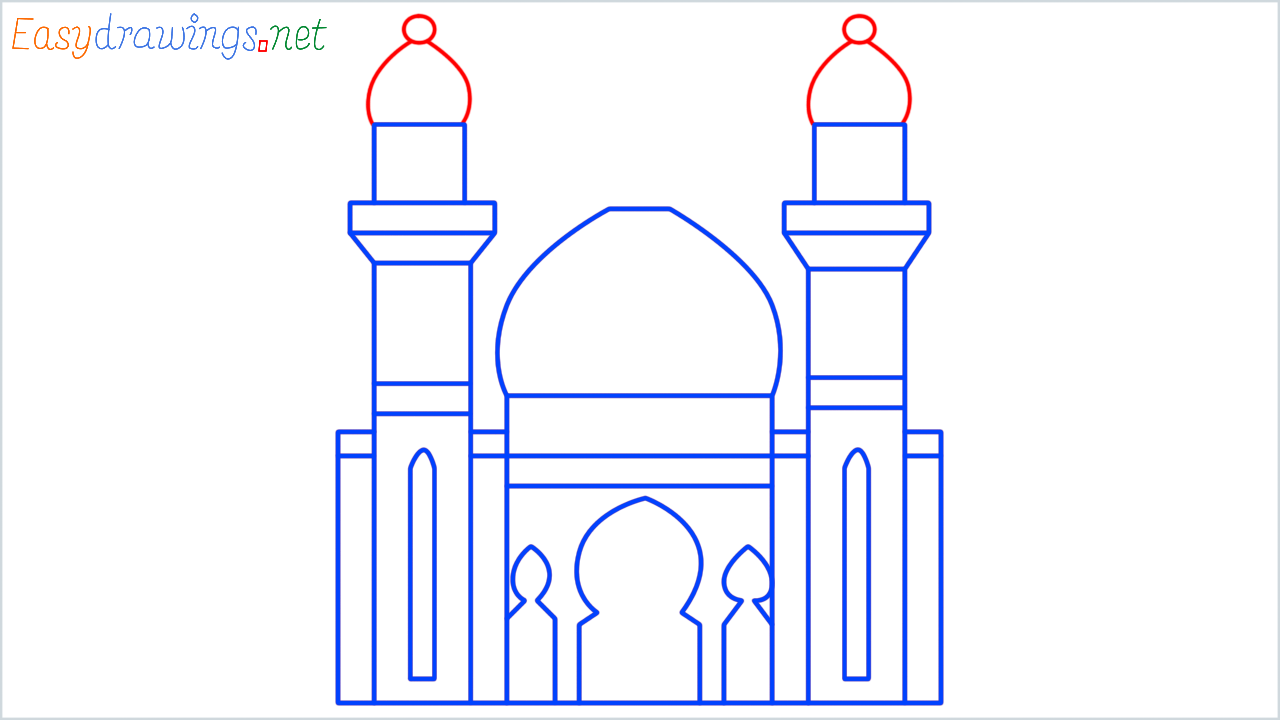 How to draw mosque step (12)