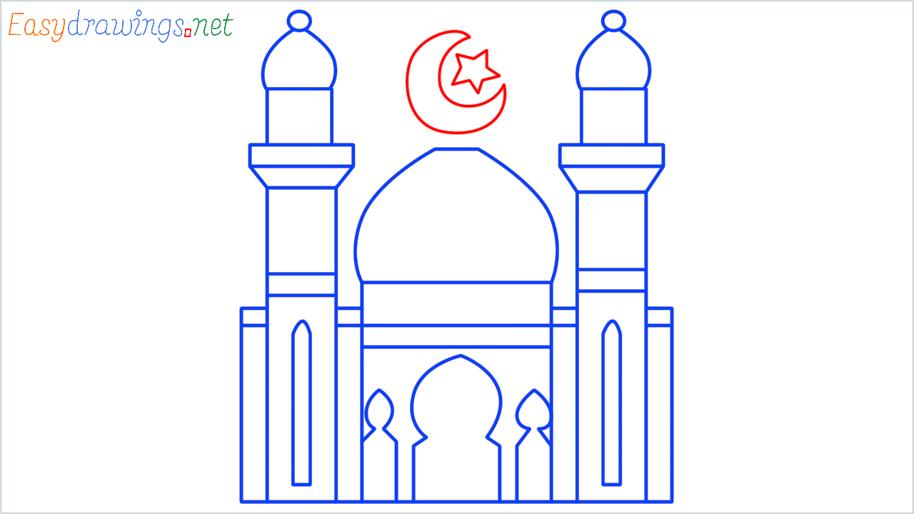 How to draw mosque step (13)