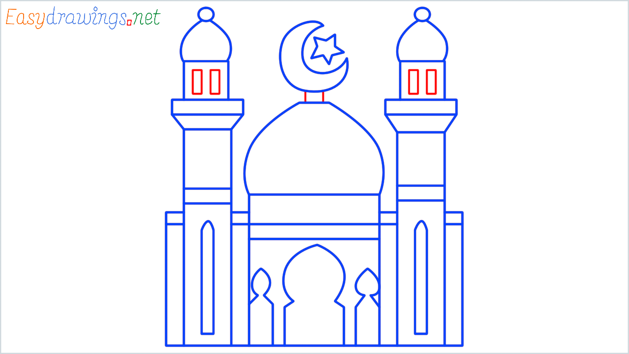 How to draw mosque step (14)
