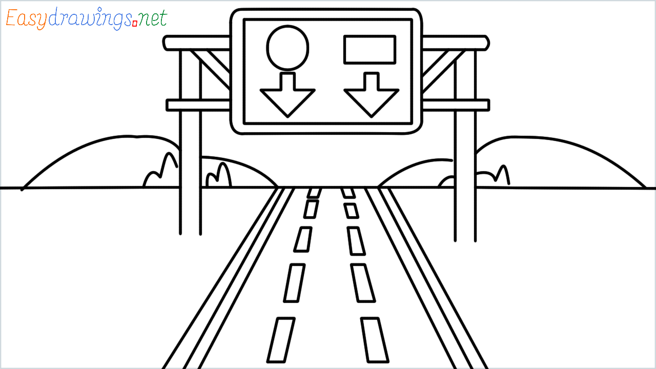 How to draw motorway step by step
