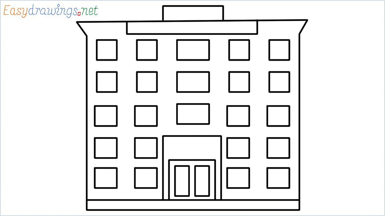 How to draw office building step by step
