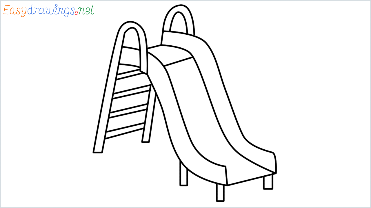 How to draw playground slide step by step