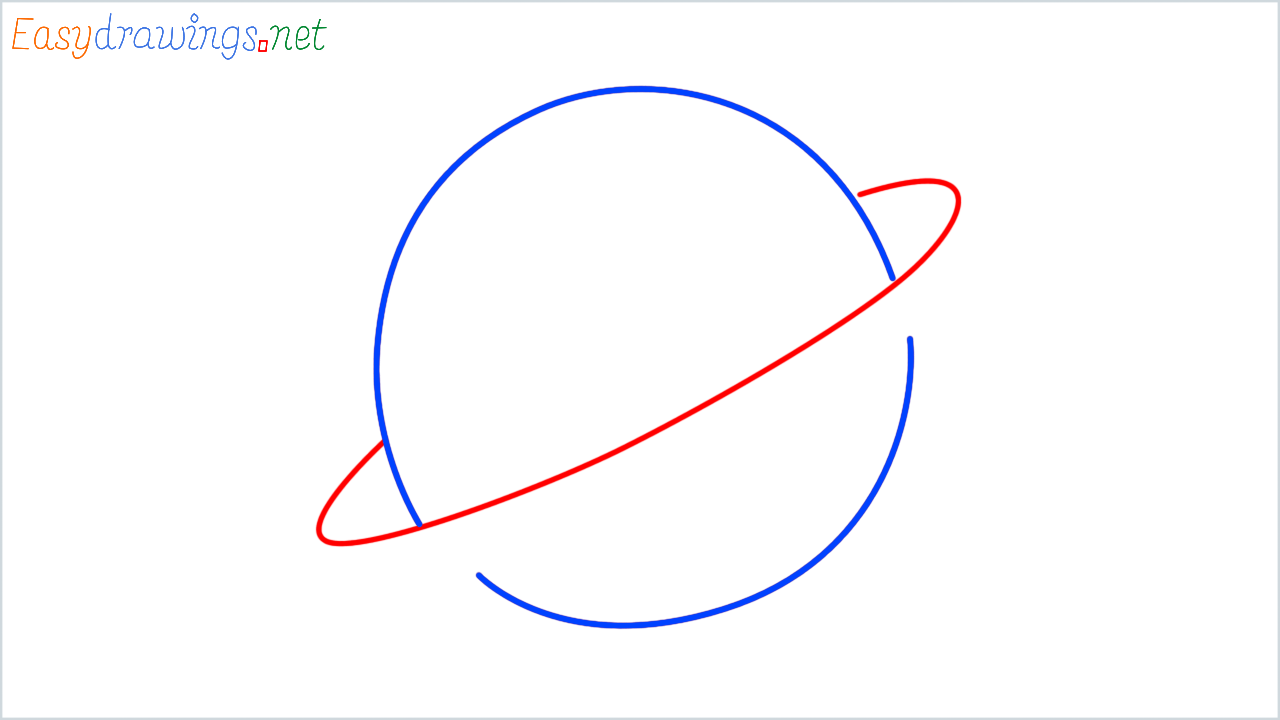 How to draw ringed planet step (3)