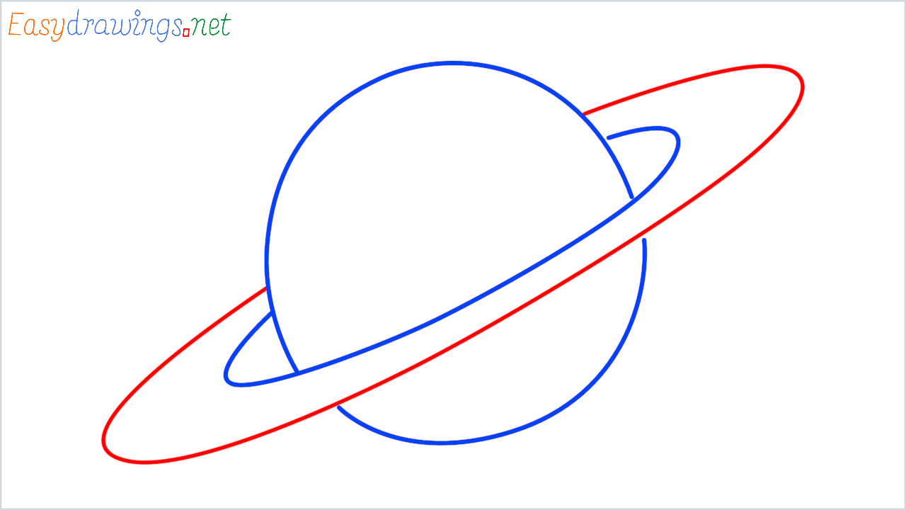 How to draw ringed planet step (4)