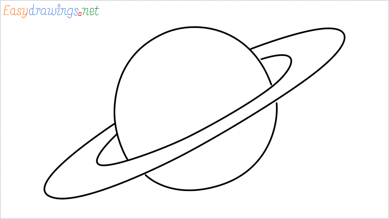 How to draw ringed planet step by step