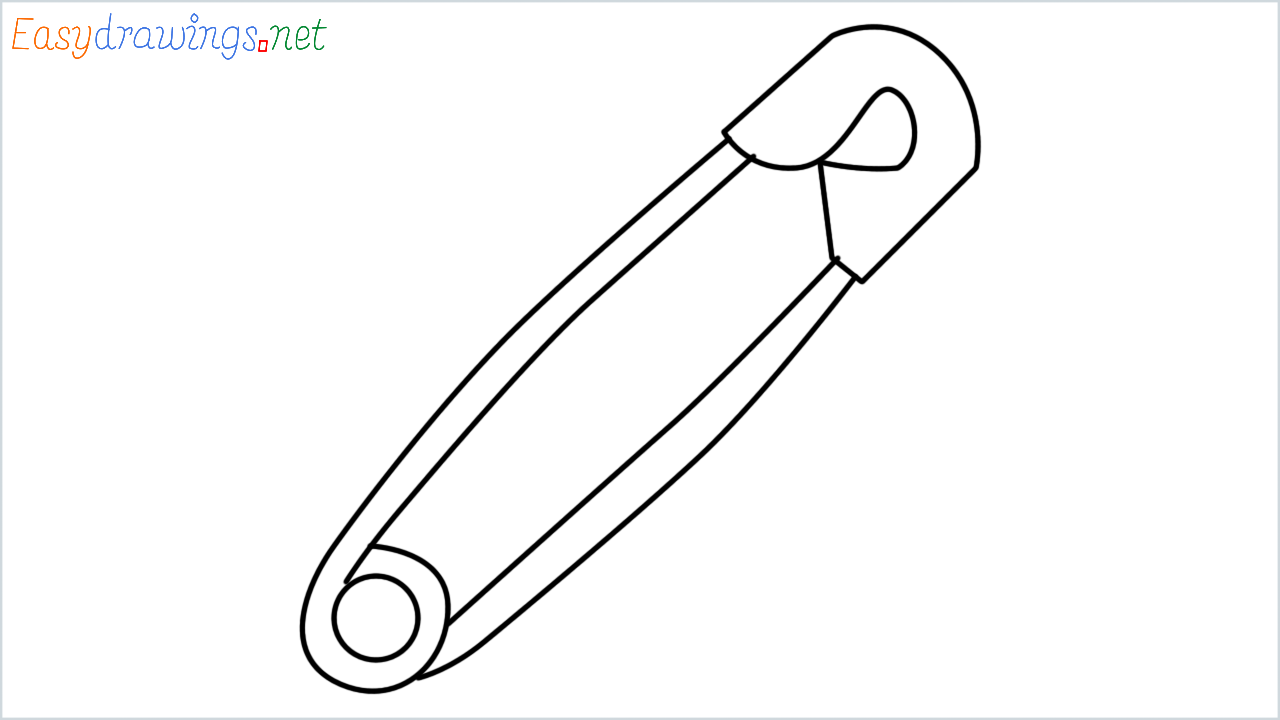 How to draw safety pin step by step