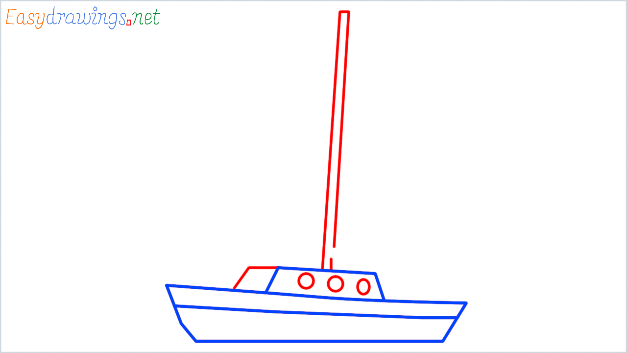 How to draw sailboat step (3)