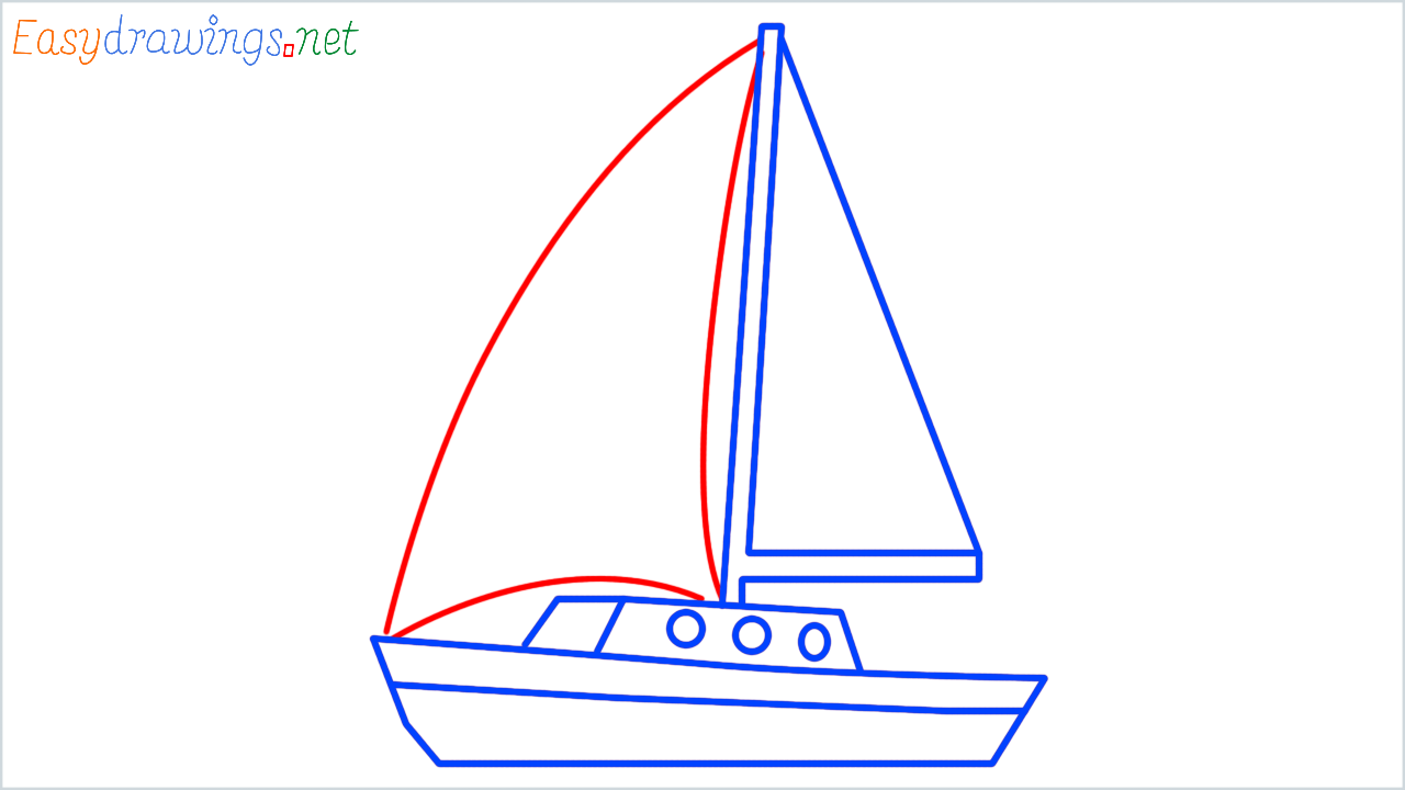 How to draw sailboat step (5)