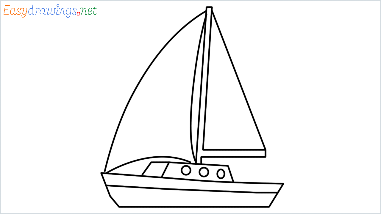 How to draw sailboat step by step