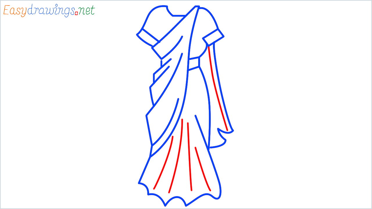 How to draw sari step (10)