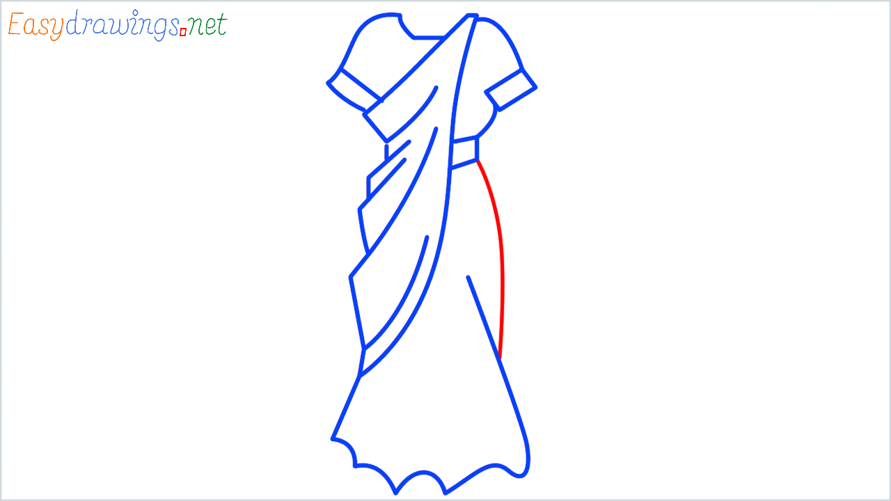 How to draw sari step (8)
