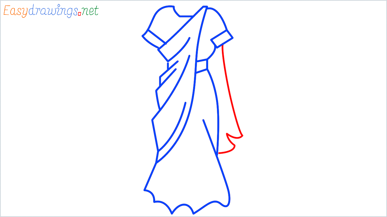 How to draw sari step (9)