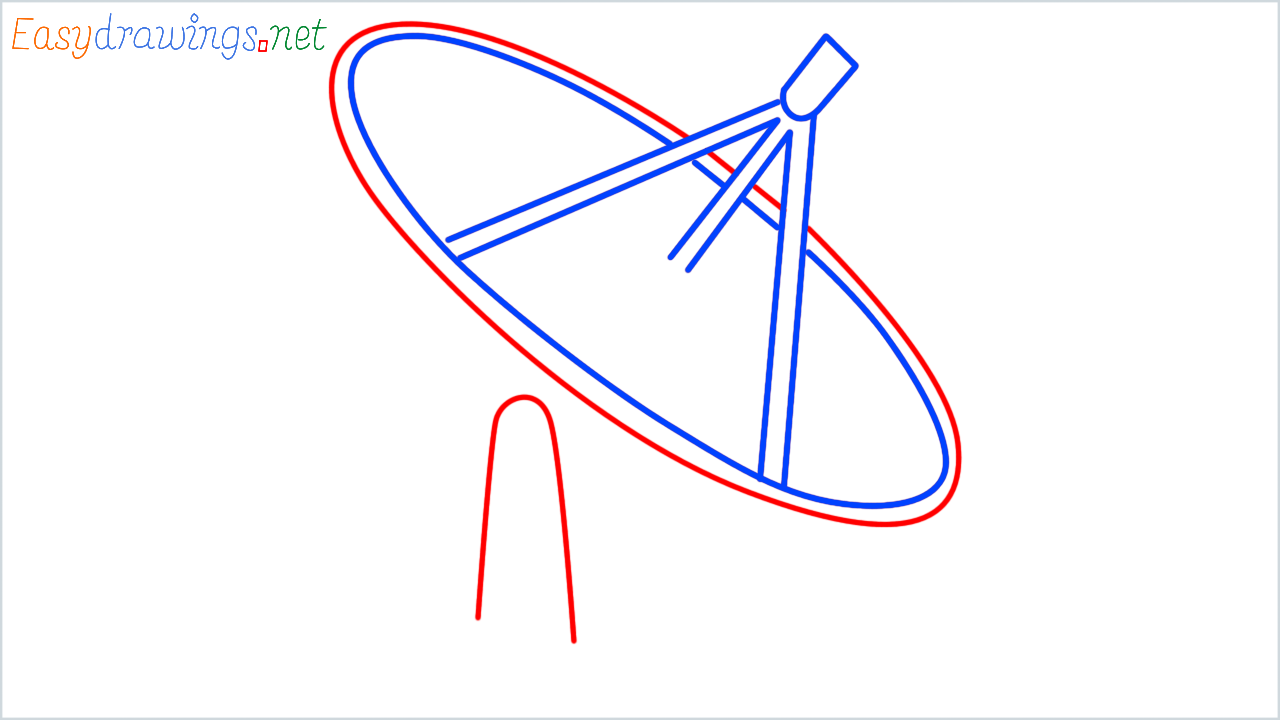 How to draw satellite antenna step (4)