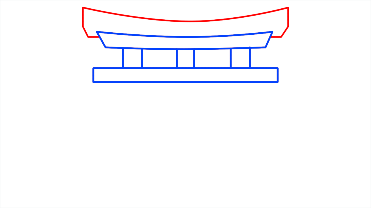 How to draw shinto shrine step (4)