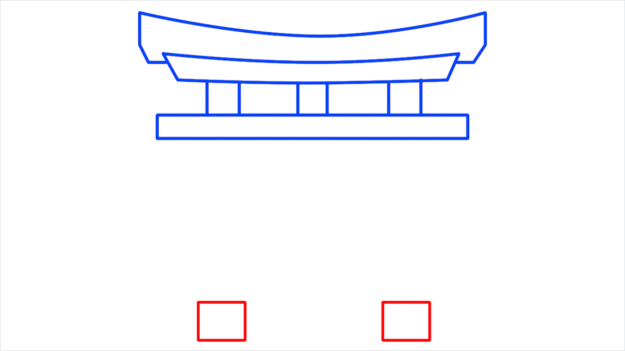 How to draw shinto shrine step (5)