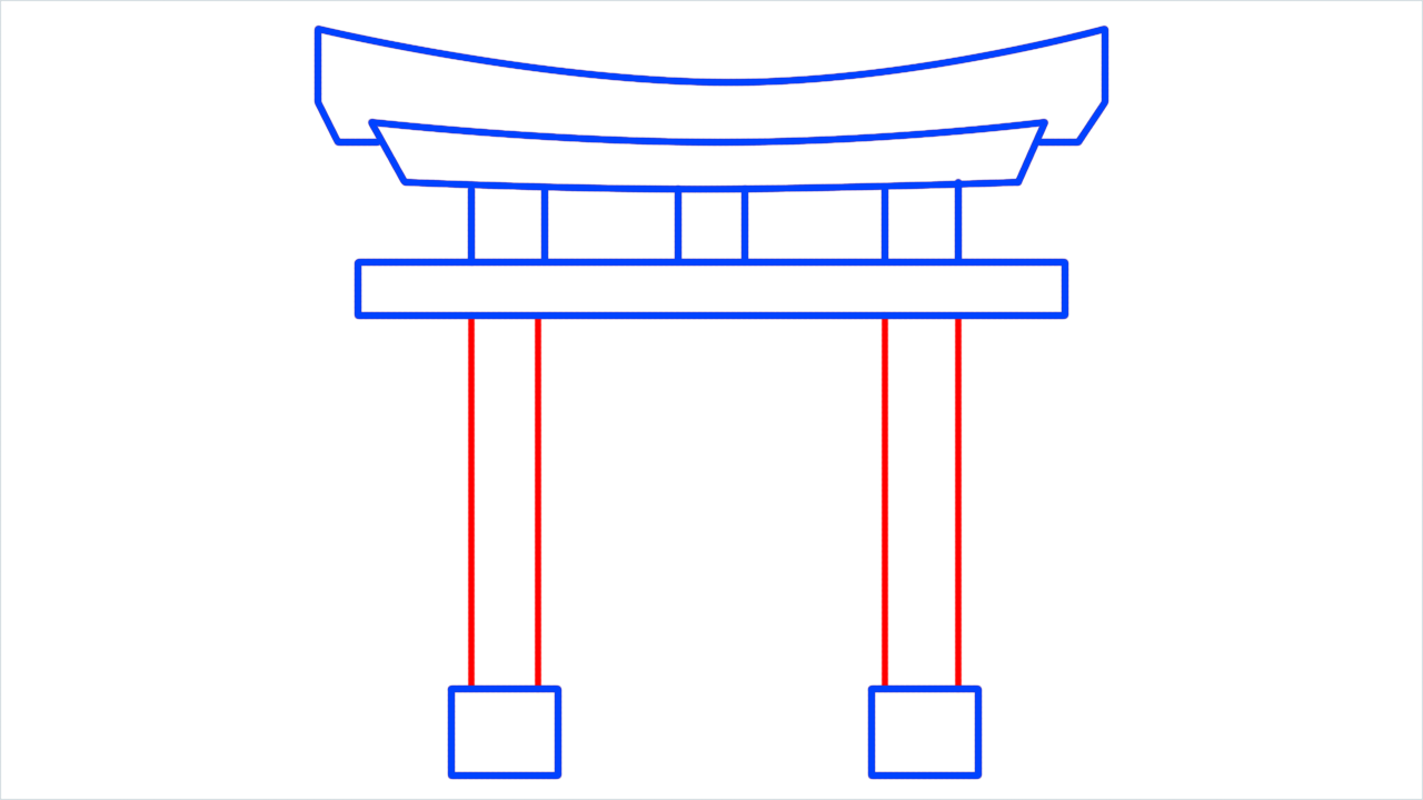 How to draw shinto shrine step (6)