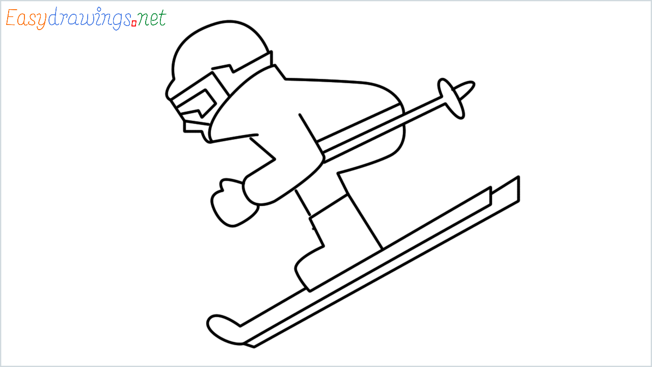 How to draw skier step by step