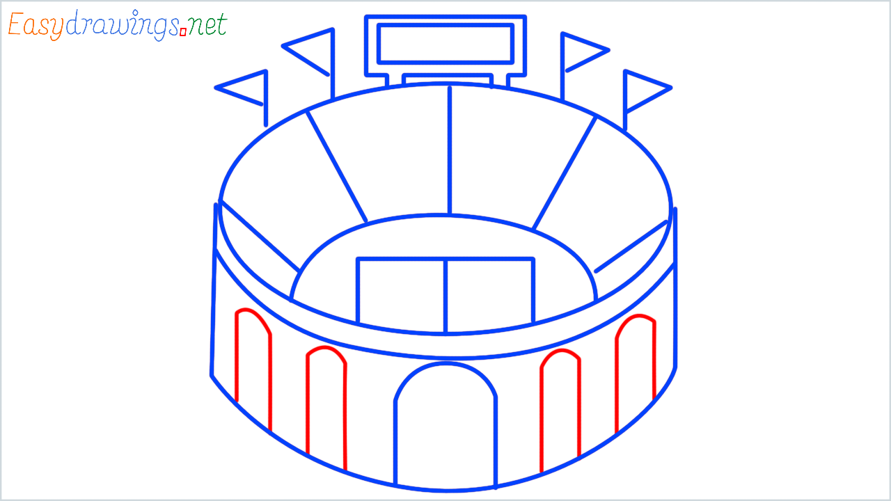 How to draw stadium step (9)