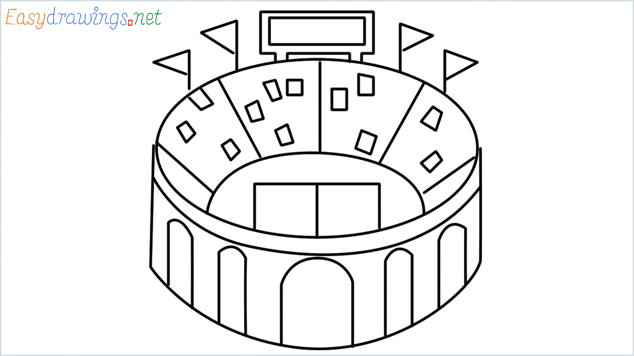 How to draw stadium step by step