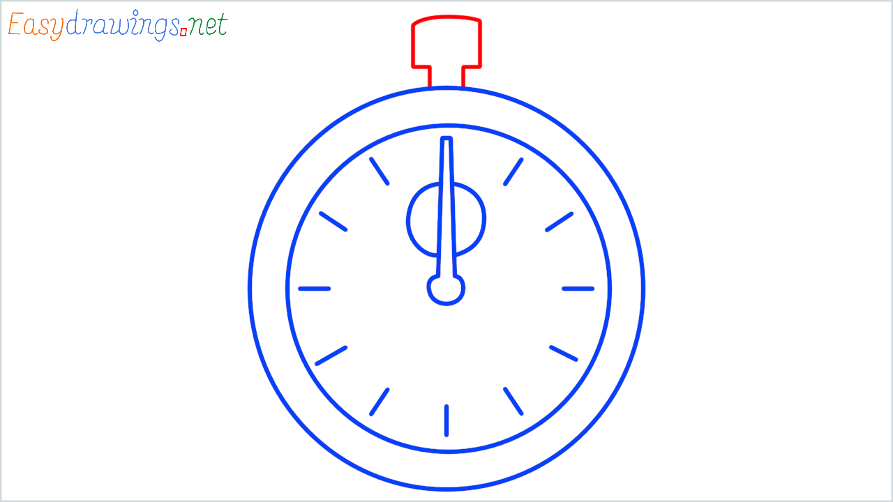 How to draw stopwatch step (7)