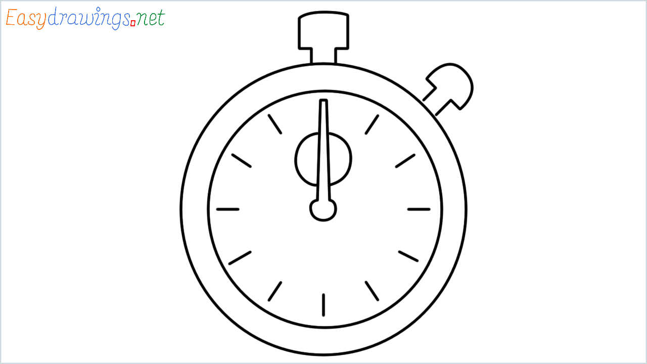 How to draw stopwatch step by step