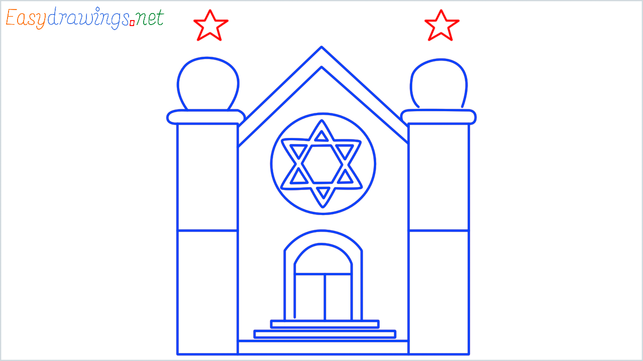 How to draw synagogue step (10)
