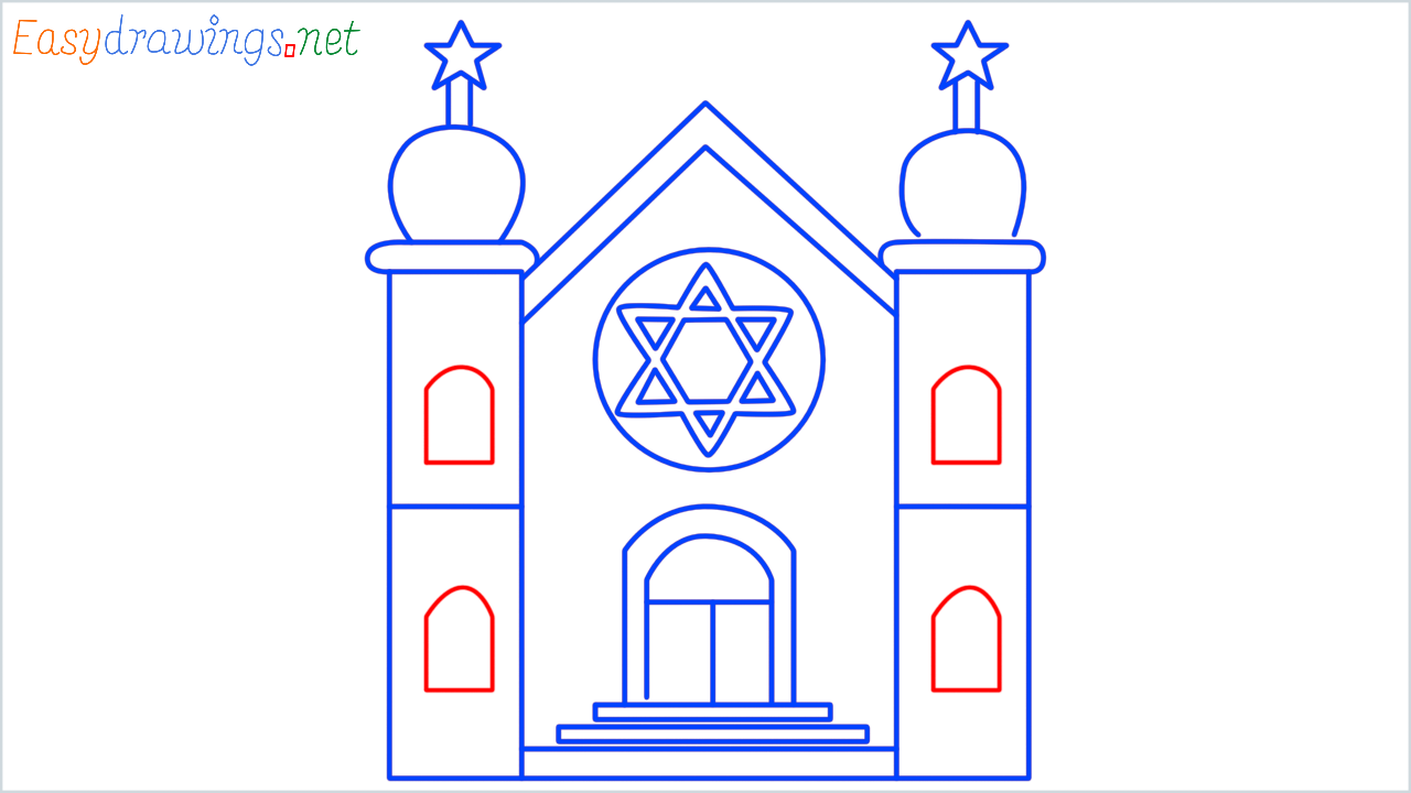 How to draw synagogue step (12)