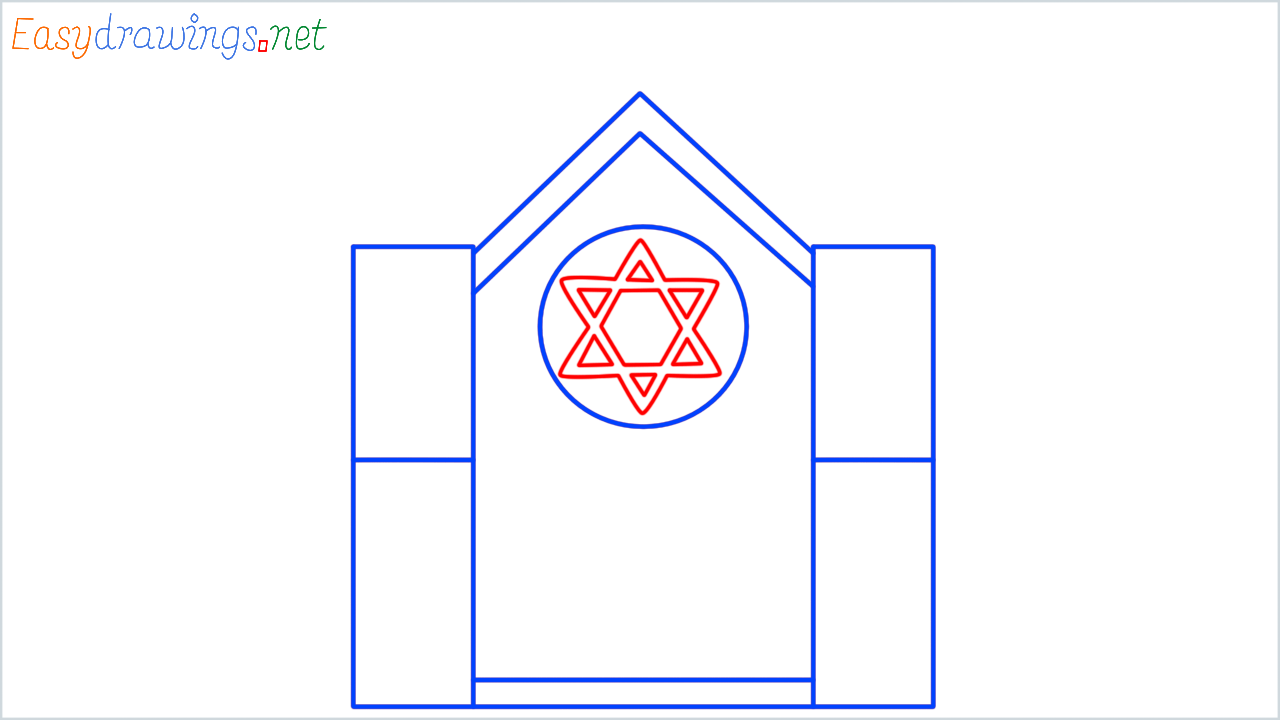 How to draw synagogue step (5)