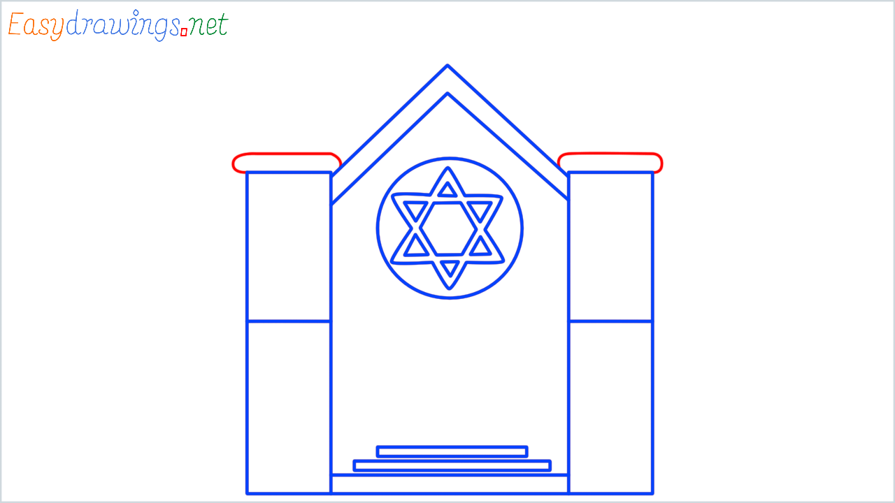 How to draw synagogue step (7)