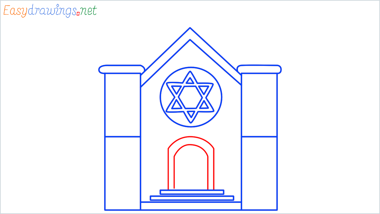 How to draw synagogue step (8)