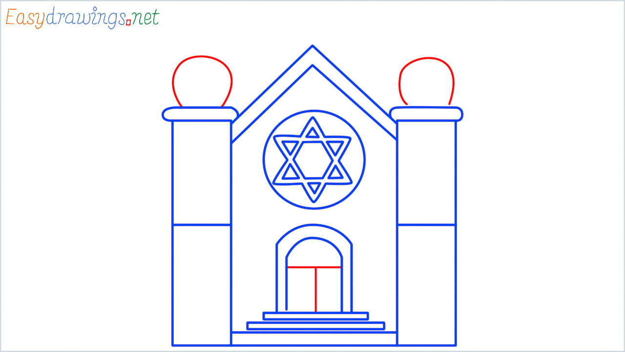 How to draw synagogue step (9)