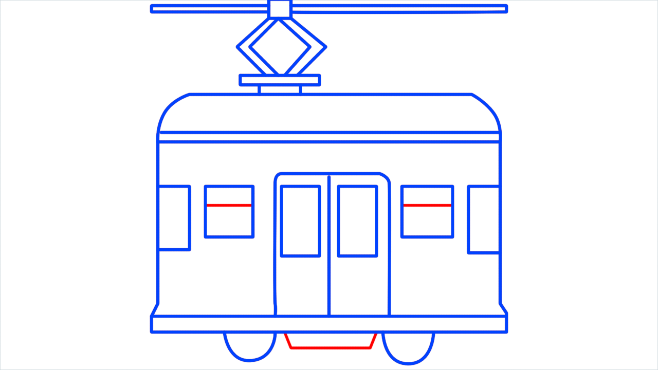How to draw tram car step (9)
